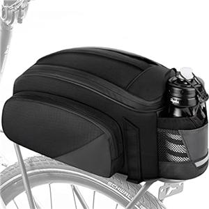12L Waterproof Reflective Bicycle Trunk Bag, Cycling Rear Seat Carrier Backseat Storage Luggage with Water Bottle Holder, Shoulder Strap