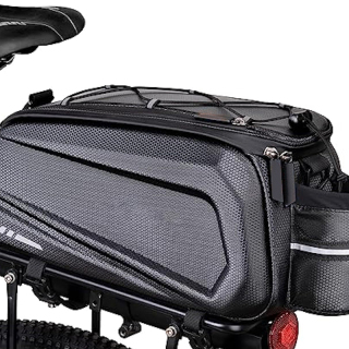 Hard Shell Waterproof Bike Ebike Trunk Pannier Saddle Seat Bag Carrier with Reflector, Rain Cover & Shoulder Strap for Commuter Travel Outdoor