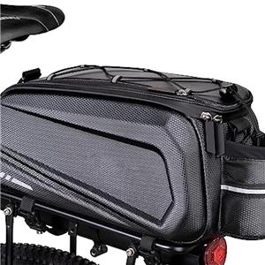 Hard Shell Waterproof Bike Ebike Trunk Pannier Saddle Seat Bag Carrier with Reflector, Rain Cover & Shoulder Strap for Commuter Travel Outdoor