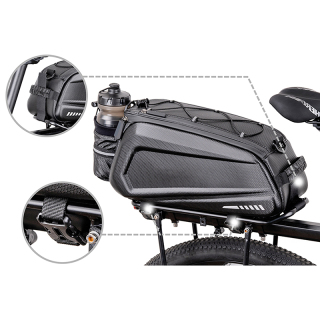 Hard Shell Waterproof Bike Ebike Trunk Pannier Saddle Seat Bag Carrier with Reflector, Rain Cover & Shoulder Strap for Commuter Travel Outdoor