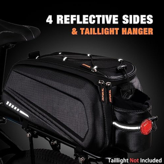 Hard Shell Waterproof Bike Ebike Trunk Pannier Saddle Seat Bag Carrier with Reflector, Rain Cover & Shoulder Strap for Commuter Travel Outdoor