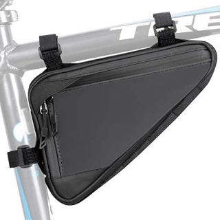 Water Resistant Reflective Bicycle Triangle Bag with Two Side Pockets, Strap-On Under Seat Tool Accessories Pouch for Mountain Road Bike Trip