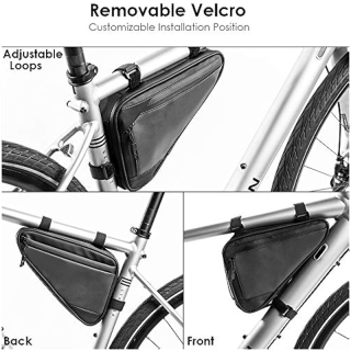 Water Resistant Reflective Bicycle Triangle Bag with Two Side Pockets, Strap-On Under Seat Tool Accessories Pouch for Mountain Road Bike Trip