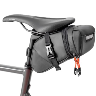 Water-resistant Bicycle Saddle Bag, Expandable Capacity Cycling Under Seat Pouch 1.5-2L, Bike Seat Pack for Mountain Road Bikes and Commuter