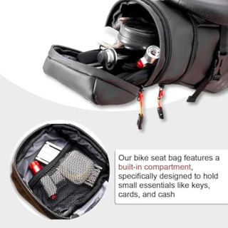 Water-resistant Bicycle Saddle Bag, Expandable Capacity Cycling Under Seat Pouch 1.5-2L, Bike Seat Pack for Mountain Road Bikes and Commuter