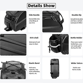 Bike Rear Seat Bag Carbon Waterproof Cycling Bike Rear Seat Trunk Bag Accessories Cargo Pack Road MTB Road Bicycle Carrier Bag Pannier Handbag