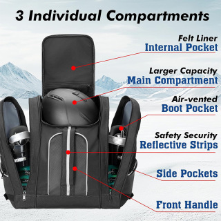 Large capacity winter ski sports bag outdoor portable skates backpack helmet bag