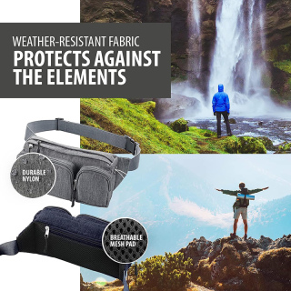 Fanny Pack For Women & Men Waist Bag - Hiking Travel Camp Running - Headphone Hole, Money Belt