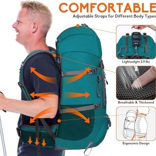 Waterproof Hiking Backpack 50L/60L, Camping Backpack with Rain Cover, Hiking Travel Mountaineering Backpack