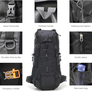75L Hiking Backpack with Rain Cover Waterproof Camping Backpack Shoes Warehouse for Men Women