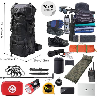 75L Hiking Backpack with Rain Cover Waterproof Camping Backpack Shoes Warehouse for Men Women