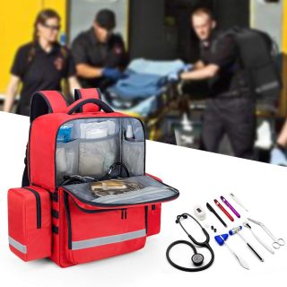 Emergency Medical Backpack Empty, EMT Camping Molle Bag with Detachable Side Pocket