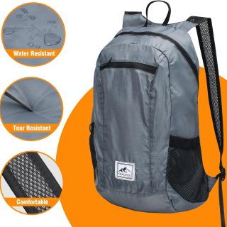 24L Hiking Travel Backpack, Resistant Lightweight Packable Small Daypack, Waterproof Foldable Backpack for Men