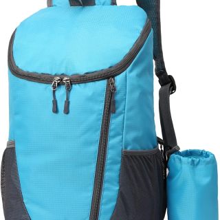 Hiking Backpack, Waterproof and Wear-resistant Lightweight Backpack Packable,Outdoor Travel Camping Daypack Foldable-LAKE BLUE