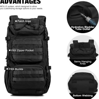 Tactical Backpacks Molle Hiking daypacks for Motorcycle Camping Hiking Military Traveling,25L Backpack