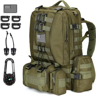 Large Military Tactical Backpack for Men, 40-50L Backpacks for Women, Bug out Bag Army 3 Days Pack Bags Rucksack with Molle System Green