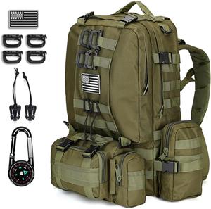 Large Military Tactical Backpack for Men, 40-50L Backpacks for Women, Bug out Bag Army 3 Days Pack Bags Rucksack with Molle System Green