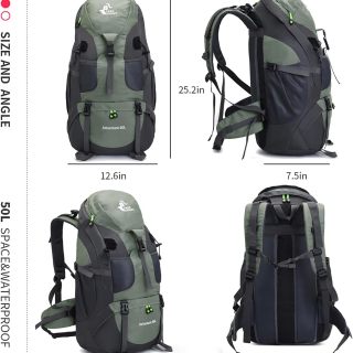 50L Hiking Backpack, Water Resistant Lightweight Outdoor Sport Daypack Travel Bag
