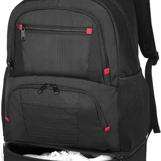 Gym Backpack for Men, Waterproof Sports Backpack With Shoe Compartment Lightweight Workout Trainning Backpack Casual Travel Daypack-Black