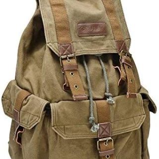 Specially High Density Thick Canvas Backpack Rucksack, Field Tan, Large