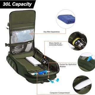 30L Military Tactical Backpack for Men, Army Backpack Military Daypack 3 Day Assault Pack Hiking Rucksack Bug Out Bag