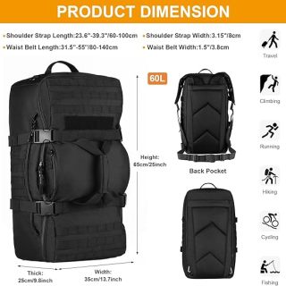 60L Tactical Military Backpack Gear Sport Outdoor Assault Pack Rucksack Bag For Hunting Camping Trekking Travel