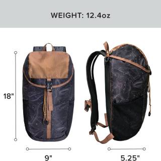 Daypack, Lightweight Hiking Backpack and Hydration Pack for Camping, Travel, Biking, and the Outdoors, 16 Liter (Black Topo)