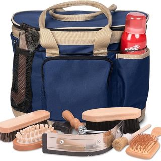 Equestrian Deluxe Grooming Bag Perfectly Designed Easy Access Multi Pocket Zipper Top Closure Double Handles Shoulder Strap Exterior Pockets