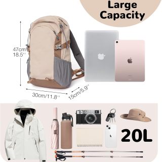 Hiking Backpack Lightweight, Waterproof Outdoor Hiking Daypack with Padded Shoulder Strap & Back Support, Casual Walking Bag