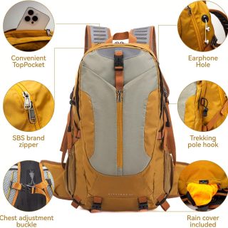 Hiking Backpack 40L, Waterproof Hiking Backpack with Rain Cover, Large Camping Bag Outdoor Sport Travel Daypack