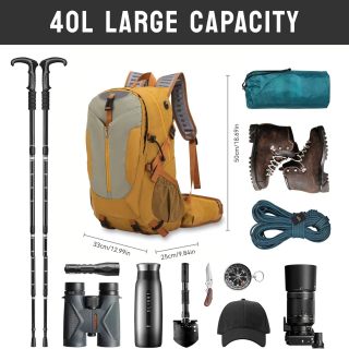 Hiking Backpack 40L, Waterproof Hiking Backpack with Rain Cover, Large Camping Bag Outdoor Sport Travel Daypack