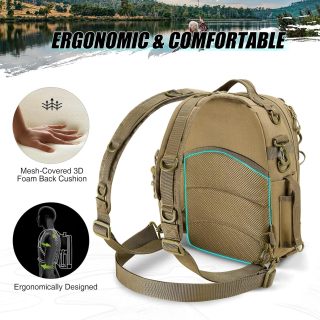 Fishing Tackle Backpack with Rod & Gear Holder, Lightweight Outdoor Water-Resistant Fishing Shoulder Storage Bag