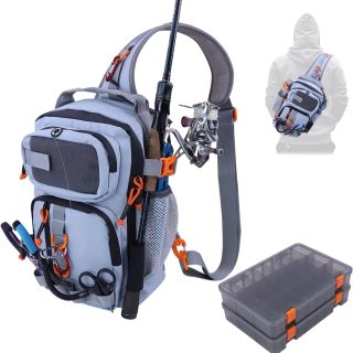 Fishing Backpack Tackle Storage Bag with 2 Tackle Boxes,Lightweight Outdoor Water-Resistant Fishing Shoulder Bag with Rod Holder-Store Fishing Gear
