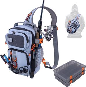 Fishing Backpack Tackle Storage Bag with 2 Tackle Boxes,Lightweight Outdoor Water-Resistant Fishing Shoulder Bag with Rod Holder-Store Fishing Gear