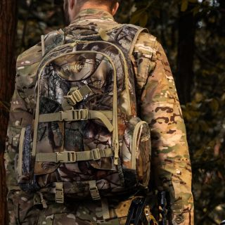 31L Hunting Backpack | Bow Rifle Holder, Water Resistant Silent and Anti Glare Fabric, YKK zippers, Adjustable Straps