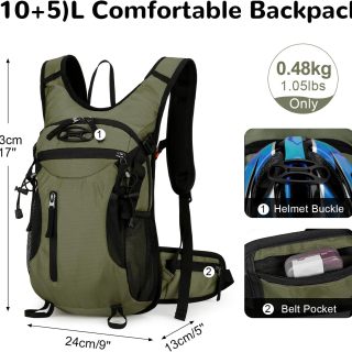 15L Small Hiking Daypack Men Women with Phone Pocket, Breathable Travel Hiking Backpack