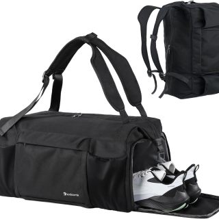 Gym Bag for Men with Shoes Compartment and Wet Pocket Convertible Duffle Bag and Gym Backpack Waterproof Sports Bags for Men with 2 Bottle Holders