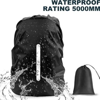 Waterproof Rain Cover for Backpack, Reflective Rainproof Protector for Anti-dust and Anti-Theft M 30L-40L Black