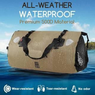 防水ダッフルバッグ - 大容量収納スペースを備えたバイク用ドライバッグテールバッグ、外側のメッシュジッパーポケットを備えた防水ラゲッジダッフルバッグ