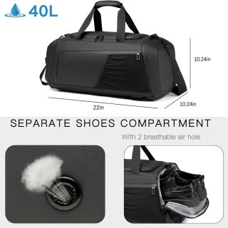 Bolsa de deporte impermeable para gimnasio, bolsa de viaje para fin de semana, para hombre y mujer, con compartimento para zapatos.