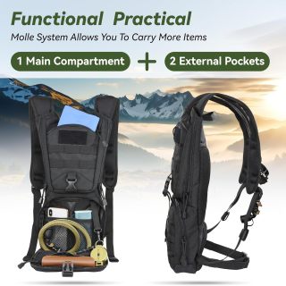 حقيبة ظهر ترطيب تكتيكية مولي مع مثانة ماء من مادة TPU سعة 3 لتر، حقيبة ظهر عسكرية لركوب الدراجات،