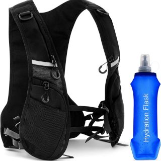 Running Vest with 500ml Water Bottle Reflective Hydration Water Vest with Soft Flask for Men Women Lightweight Breathable