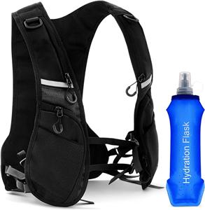 سترة الجري مع زجاجة مياه 500 مل سترة ترطيب عاكسة مع قارورة ناعمة للرجال والنساء خفيفة الوزن وجيدة التهوية