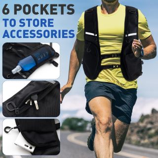 سترة الجري مع زجاجة مياه 500 مل سترة ترطيب عاكسة مع قارورة ناعمة للرجال والنساء خفيفة الوزن وجيدة التهوية