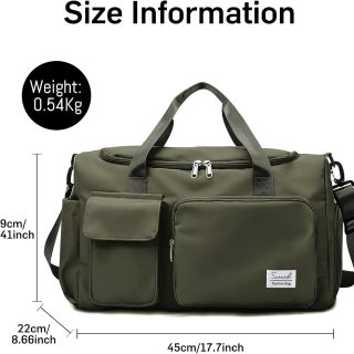 Bolsa de viaje con compartimento para zapatos, bolsa deportiva para gimnasio con bolsillo separado para artículos secos y húmedos, para hombres y mujeres.