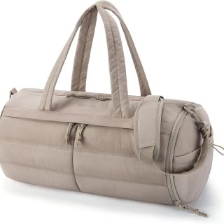 Puffer Gym Bag for Women, Lightweight Duffel Bag with Shoe Compartment, Weekender Bags with Wet Pocket