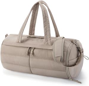 Bolsa de gimnasio acolchada para mujer, bolsa de lona ligera con compartimento para zapatos, bolsa de fin de semana con bolsillo impermeable