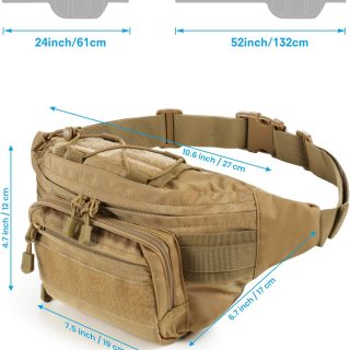 Tactical Fanny Pack Military Waist Bag Pack with USA Flag Patch Utility Hip Pack with Adjustable Strap for Outdoors