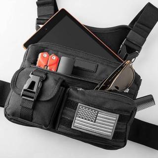 Tactical Inspired Sports Utility Chest Pack. Chest Bag For Men With Built-In Phone Holder.