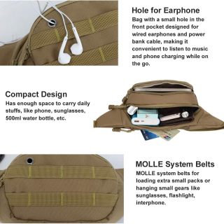 OUTDOORS Tactical Waist Bag, 900D Nylon Oxford Water-Resistant Outdoor EDC Fanny Pack Utility Waist Pouch Outdoor Bumbag